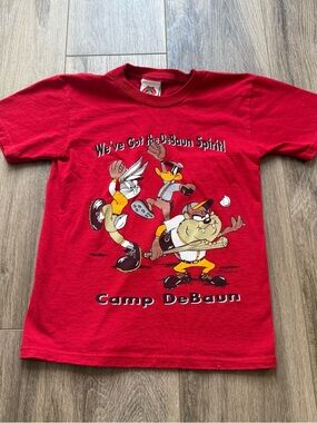 Vintage Kids' Red Looney Tunes Baseball T-Shirt size small
